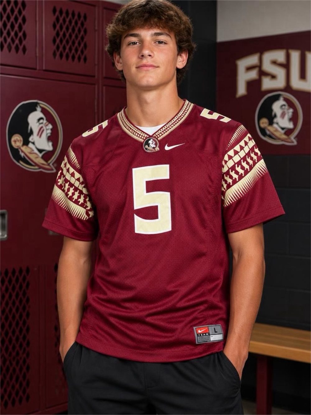 Nike boys Men's Maroon Florida State Football Jersey - 5 FSU